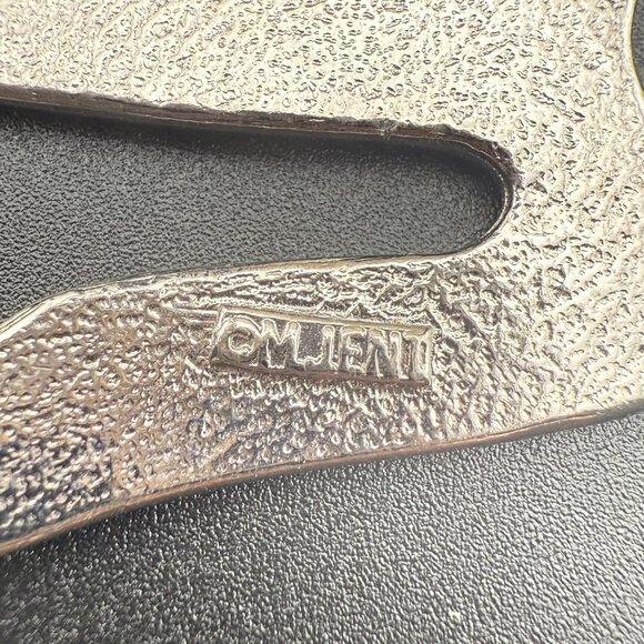 M. Jent Abstract Textured Silver-Tone Vintage Brooch Pin Unique Shaped Design - Picture 5 of 6